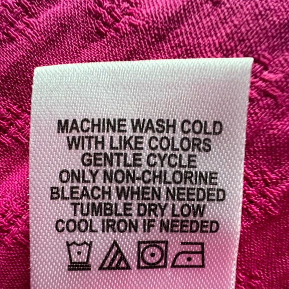 Adrienne Vittadini Fuchsia 3/4 Balloon Sleeve Button-Up Blouse NWT Size XL - Picture 7 of 9